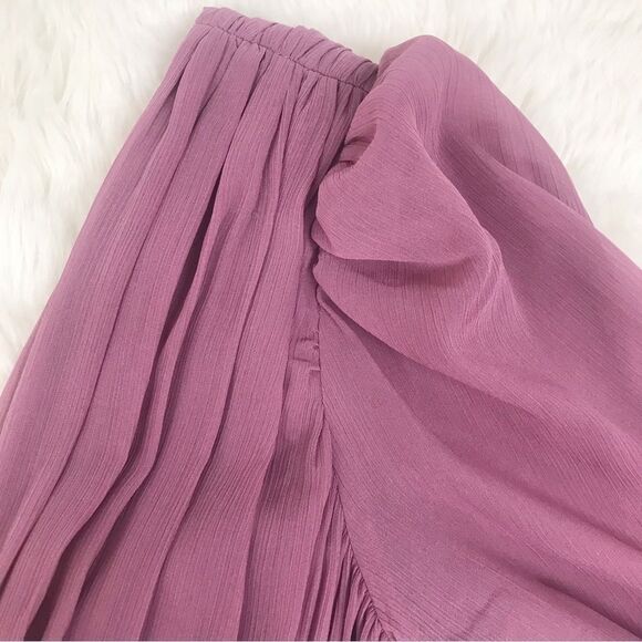 GIANNI BINI Shay Low Cut Pleated Midi Dress Long Sleeve Mauve Purple Sz 2 4 New - Picture 5 of 14